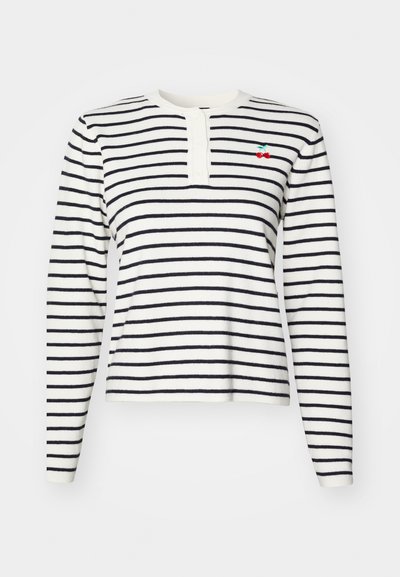 PCSENNA HALF PLACKET - Pullover - cloud dancer/maritime blue