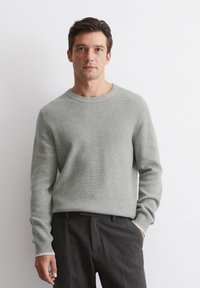 Marc O'Polo CREW NECK STRUCTURED WITH TIPPING - Strickpullover - grey melange