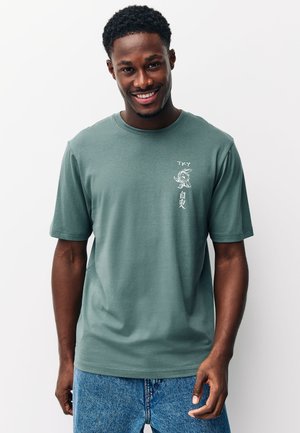 Next EMBROIDERY  - Majica kratkih rukava s printom - navy ecru white teal