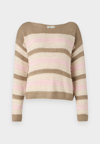 Slouchy Off-the-Shoulder Sweater - Vesta - pink/neutral