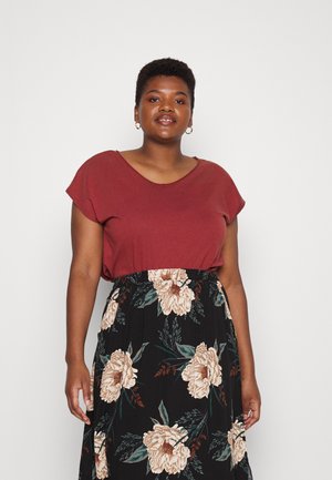 CARNELA V NECK TEE - Basic T-shirt - dark red
