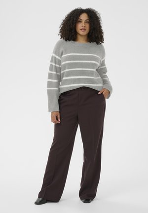 Pullover - light grey melange chalk strip