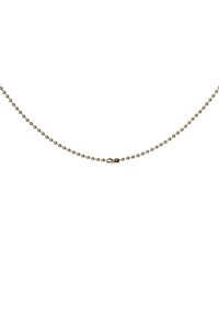 Collier chaîne à billes en or fin avec un petit fermoir centré sur fond blanc.