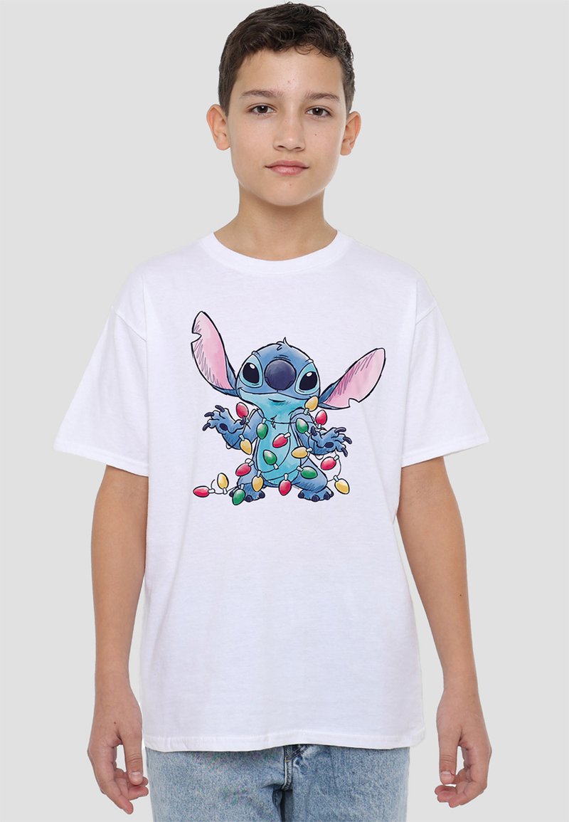 Disney LILO AND STITCH TANGLED CHRISTMAS LIGHTS SKETCH - Print T-shirt - white