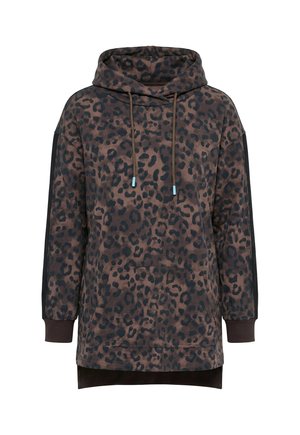 Ulla Popken, SWEATSHIRT, LEOMUSTER, STEHKRAGEN, LANGARM - Sweatshirt - dark taupe