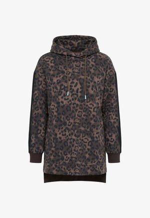 Ulla Popken, SWEATSHIRT, LEOMUSTER, STEHKRAGEN, LANGARM - Sweatshirt - dark taupe
