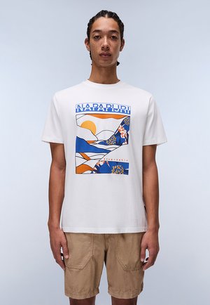 Napapijri VALDOR - Print T-shirt - white heron