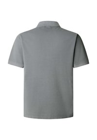Polo gris à manches courtes avec col classique, texture lisse et coupe droite, adapté pour une tenue décontractée ou semi-formelle.