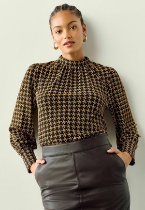 REGULAR FIT - LONG SLEEVE HIGH NECK - Pusero - black/gold dogtooth