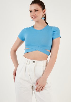 SLIM FIT  - Print T-shirt - baby blue