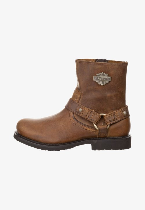 Harley Davidson, lederen, mouwloze vest met veters aan de zijkanten Harley Davidson, lederen, mouwloze vest met veters aan de zijkanten