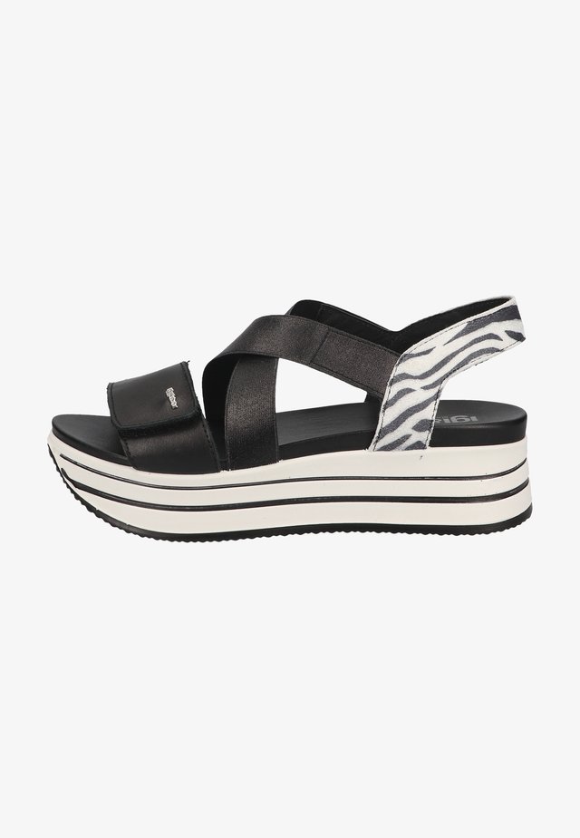 Sandalen met plateauzool - nero