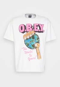 Obey Clothing THE WORLD IS YOURS UNISEX - Apdrukāts T-krekls - white