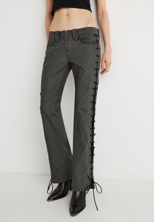 MILITARY WITH LACE UP DETAIL - Straight leg jeans - black