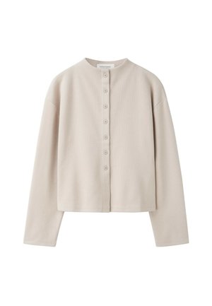 Stradivarius, STAND-COLLAR KNIT CARDIGAN - Gilet - mottled dark brown