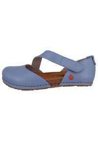 Sandales Art En Cuir Bleu Turquoise Taille 37 - Talon Bas - Ruban - Occasion Très Très Bon État