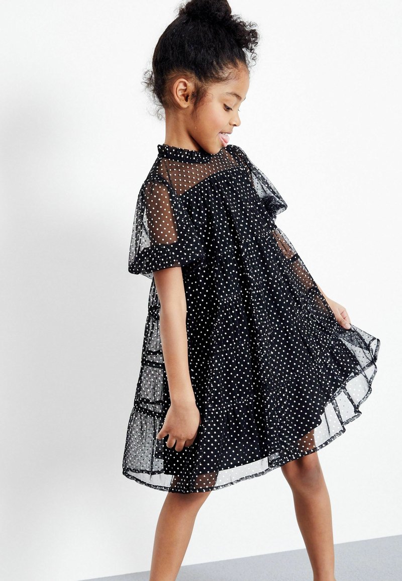Kinder Freizeitkleider | Next METALLIC TIERED Cocktailkleid/festliches Kleid silver black/schwarz - DF36382 Kinder Freizeitkleider | Next METALLIC TIERED Cocktailkleid/festliches Kleid silver black/schwarz - DF36382