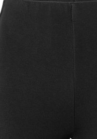 Black leggings made from stretchy fabric, featuring a smooth texture and a high waistband. Simple design without patterns or embellishments.