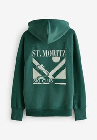 Next Mikina s kapucňou - green ski back graphic