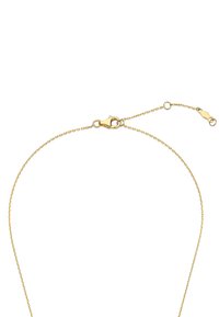 Gouden ketting met een ronde schakels design, een karabijnhaak en een verstelbare lengte met extra schakels voor maatvoering.