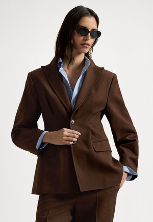 SINGLE-BREASTED COTTON-WOOL TWILL BLAZER - Blejzer - dark beech