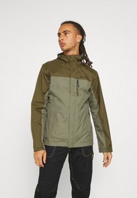 Columbia POURING ADVENTURE JACKET - Casaco impermeável - stone green/new olive