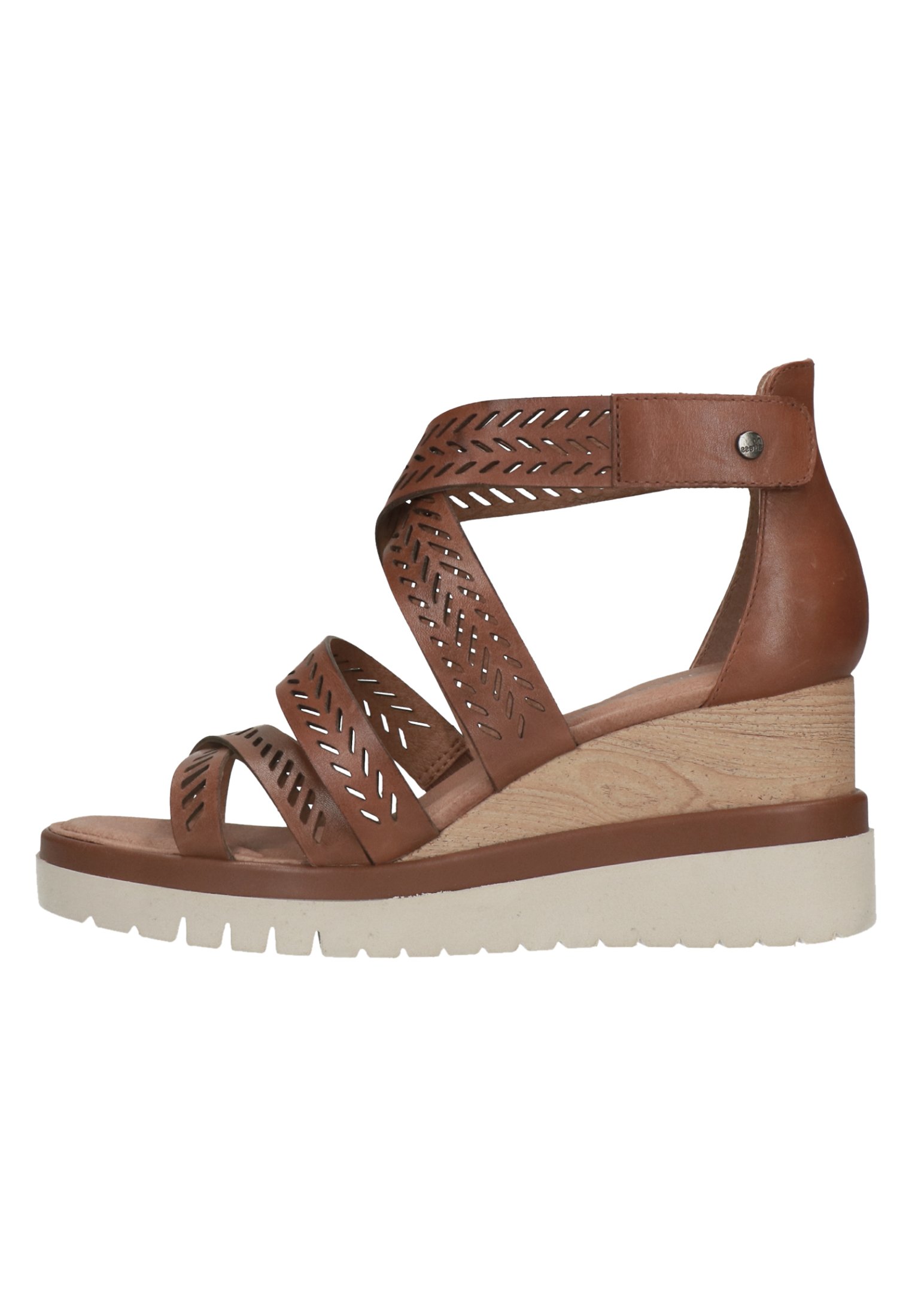 Manfield Sandalen met sleehak - cognac - Zalando.nl