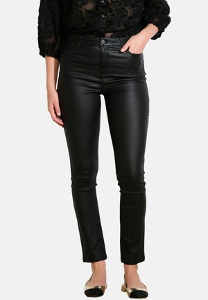 COATED HIGH-WAIST - Pantaloni - black