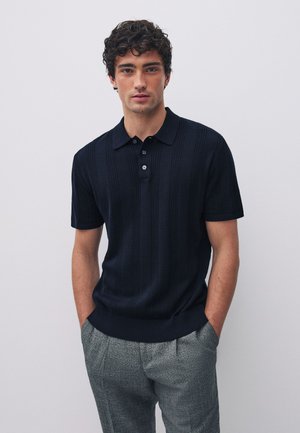 Next, REGULAR FIT RICH POINTELLE STRIPE 2 PACK - Polo - neutral navy blue