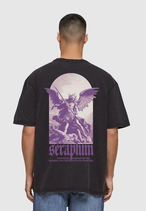 OVERSIZED ACID WASHED TEE SERAPHIM - Marškinėliai su spaudiniu - black