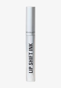 Tubo di inchiostro per labbra cilindrico argento con finitura opaca, caratterizzato da lettering nero ben in evidenza che recita "LIP SHIFT INK" e un cappuccio elegante.