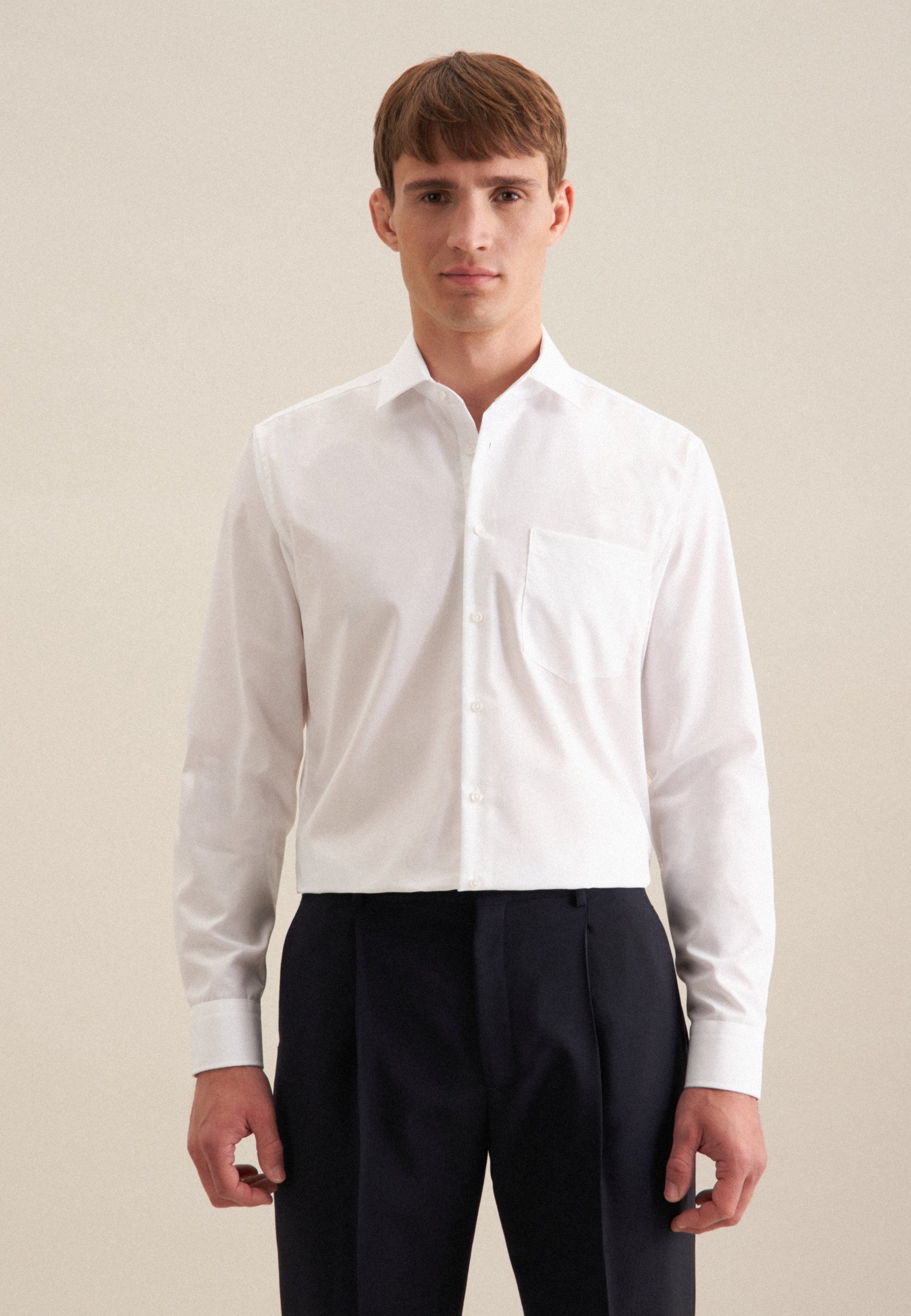 Seidensticker Camicia Uomo Comfort Fit – Maniche Lunghe In Cotone, Colore Beige, Facile Da Stirare - 2
