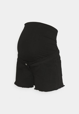 MATERNITY FRAYED HEM - Džínové kraťasy - black