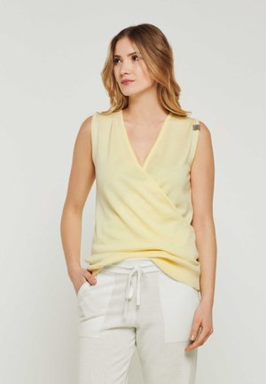 BAILEY- MERINO STRICKTOP IN WICKELOPTIK - Top - light yellow