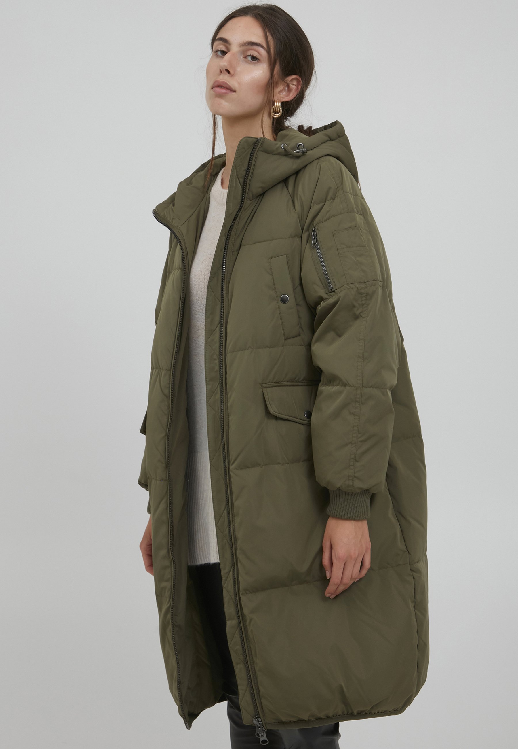 Abrigos ICHI Mujeres | Abrigo de entretiempo 'Jannet' Azul / Marrón /  Blanco • Jeffparkermusic