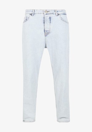 Šviesiai mėlynos džinsinės kelnes su siauru siluetu, penkiomis kišenėmis ir užtrauktuku. Fadetėplė tiesiog nuplauta su subtiliais plaukeliais ir siuvinėjimo detalėmis.