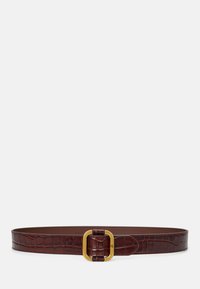 SLIDE BUCKLE CROC EMBOSSED LEATHER BELT - Cinturón - dark mahogany