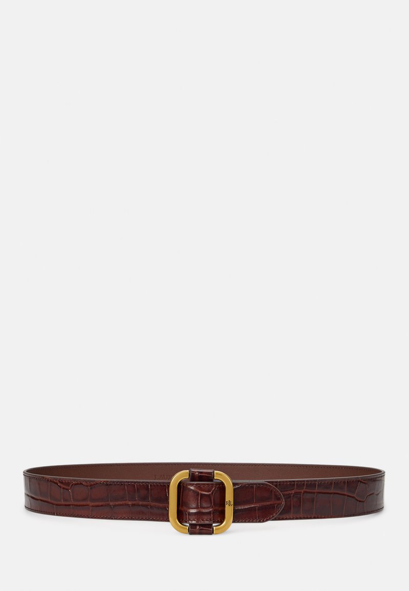 Lauren Ralph Lauren SLIDE BUCKLE CROC EMBOSSED LEATHER BELT - Ceinture - dark mahogany