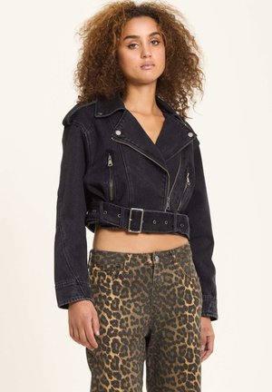 CROPPED BIKER  - Denim jacket - black