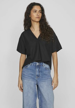 VILA VIPRISILLA V-NECK - Pusero - black beauty