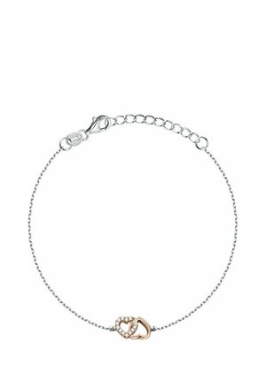 Silberne Kettenarmband mit einem Unendlichkeit-Herzdesign in Roségold, das klare Verzierungen für zusätzlichen Detailreichtum aufweist.