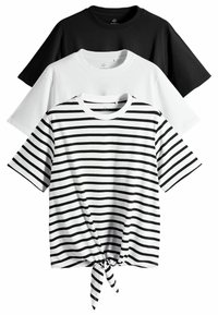 THE SET REGULAR FIT - 3 PACK  - T-shirts basic - black white black and white stripe