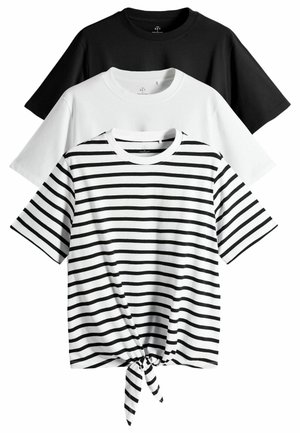 THE SET REGULAR FIT - 3 PACK  - Jednoduché tričko - black white black and white stripe