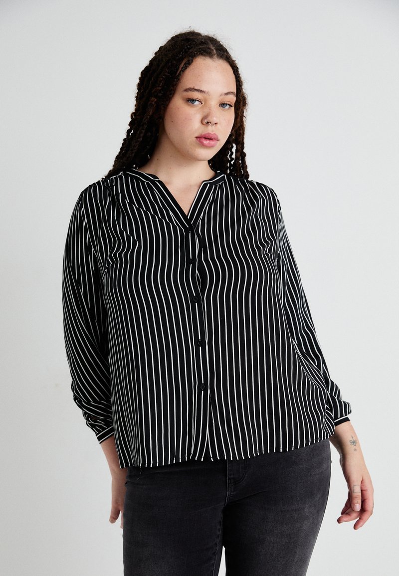 ONLY Carmakoma CARANITA SHIRT - Blouse - black/white