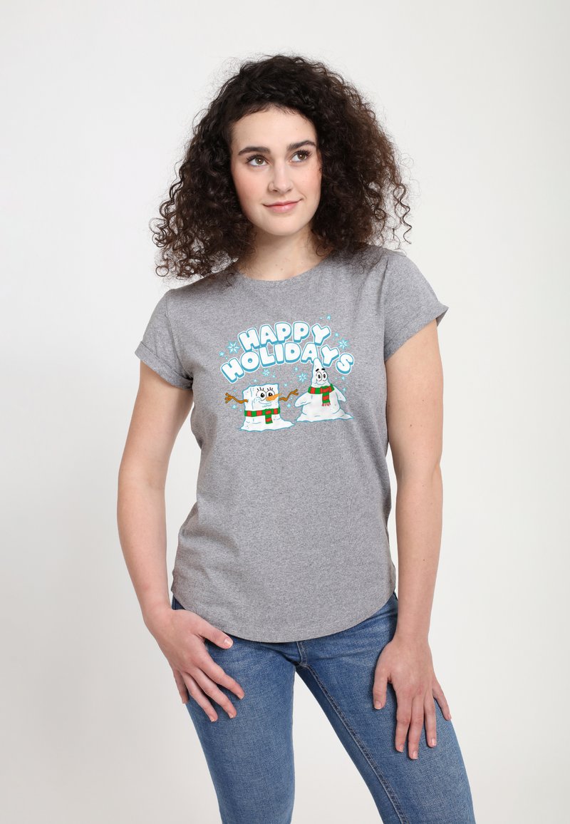Henry Tiger SPONGEBOB SQUAREPANTS HAPPY HOLIDAYS SNOWMEN - T-shirt z nadrukiem