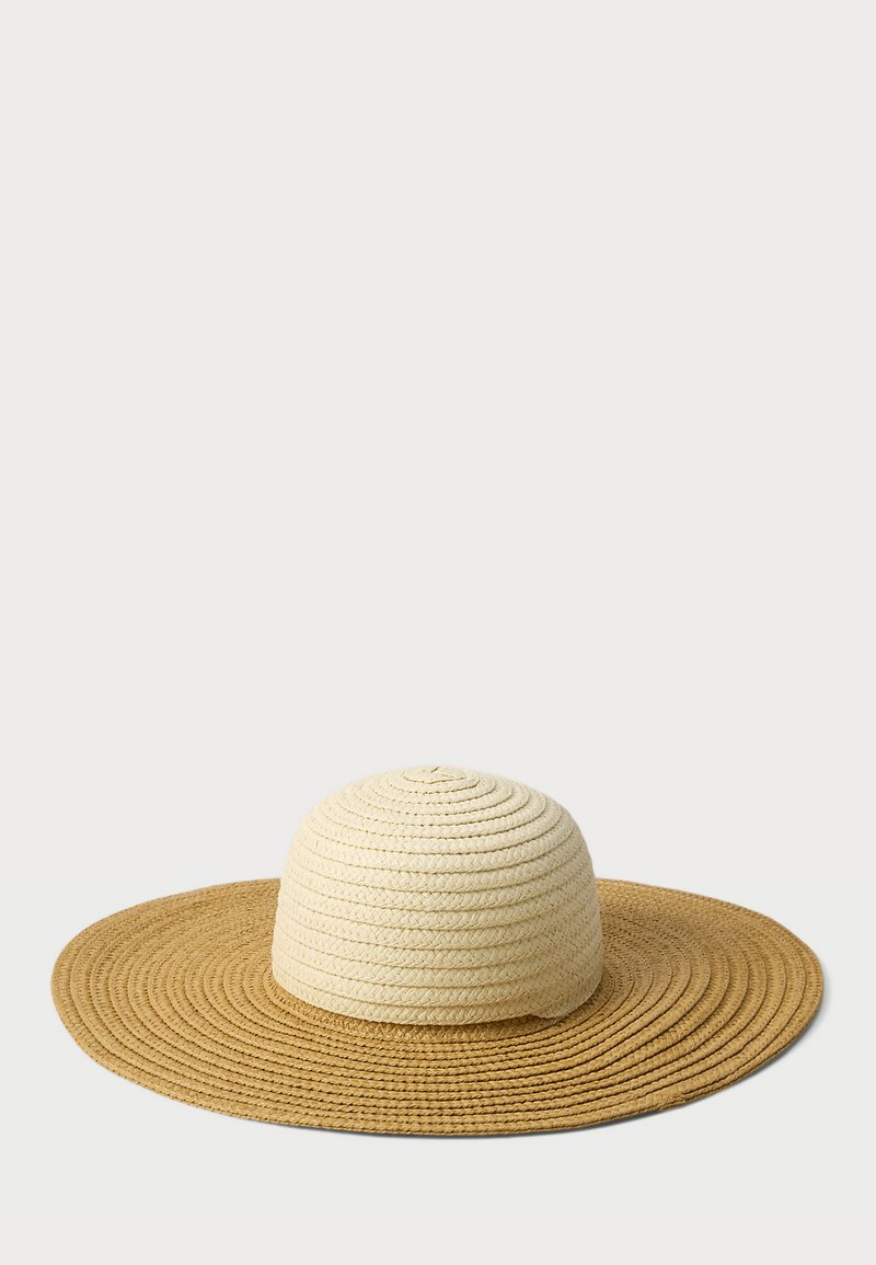 Lauren Ralph Lauren Wide Brim Floppy Straw Summer Hat Tan/White Stripe Gold M Lauren Ralph Lauren Straw Hats for Women for sale | eBay main image 4