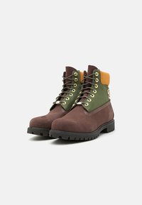 Timberland Botine cu șireturi - dark brown/green