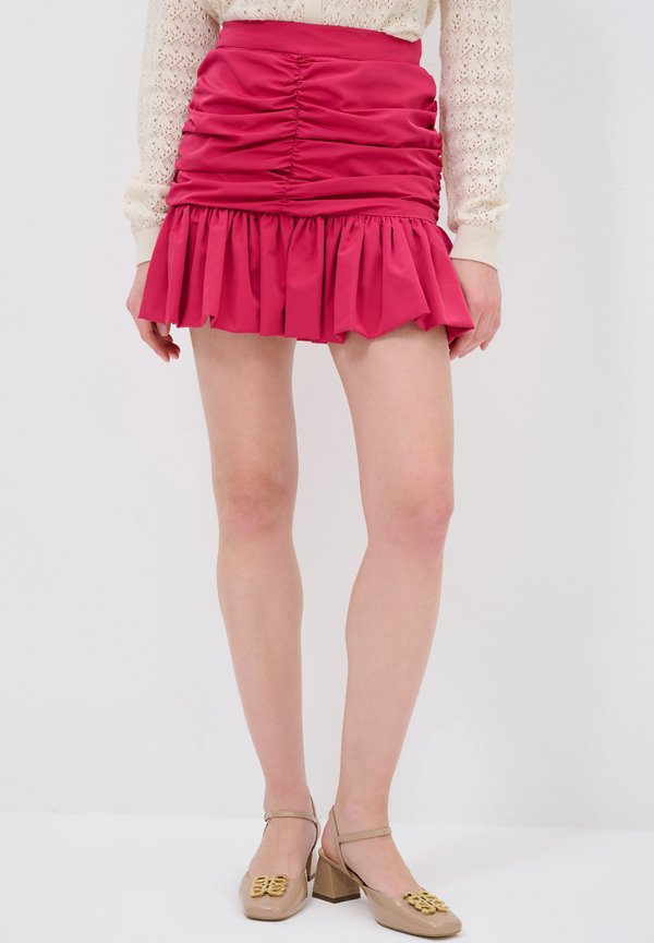 GATHERED DETAILED TAFFETA  - A-Linien-Rock - fuschia