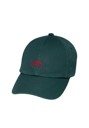 Dark green baseball cap with a small red lobster embroidered on the front center.