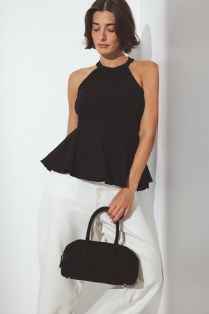 HALTERNECK PLEATED - Camicetta - black